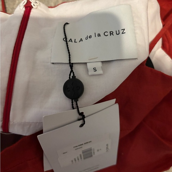 Cala de la Cruz Paloma Linen Midi Dress Red Floral Size Small NWT - Picture 10 of 12